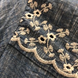 Embroidered Denim Kurta