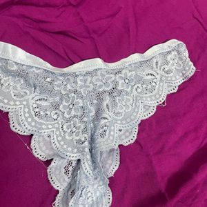 Women White Lace Thong
