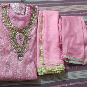 Pink shimmery 3 layer suit