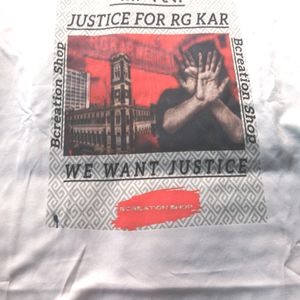 Men Regular Fit White Tshirt Justice For RG KAR