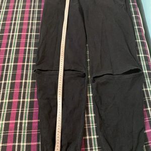 Slit Kneee Black Trouser