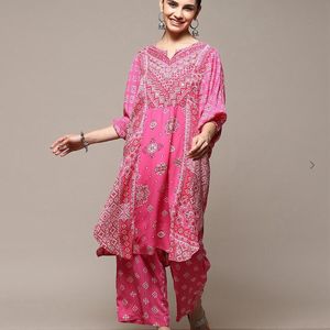 Biba Bandhani Pink Kurta XL