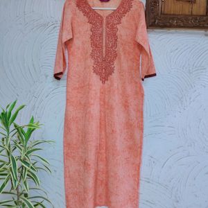 Embroidered Sharbati (Pastel Orange) Kurta