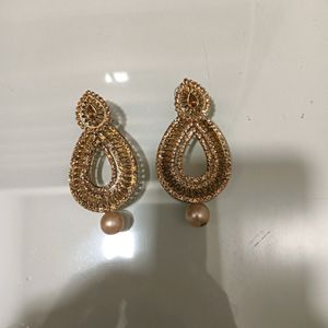 Gold Earrings With Bead