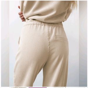 Zara Beige Corduroy High Waisted Wide Leg Pant