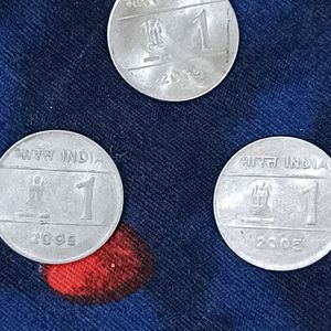 One Ruppee Cross Coin 2005 Year