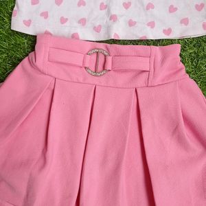 Pink Top Skirt Set For 2-3 Years Old