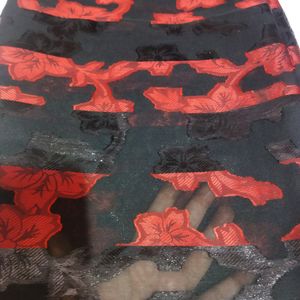 Black Flowers Fabric