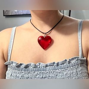 Big Red Heart Pendent Necklace ❤️🫶🏻✨