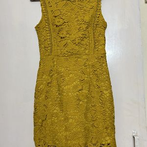 Mustard Lace Sleeveless Dress