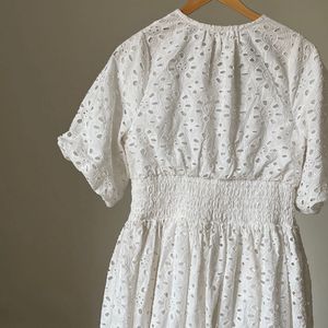 Cotton Broderie White Maxi Dress