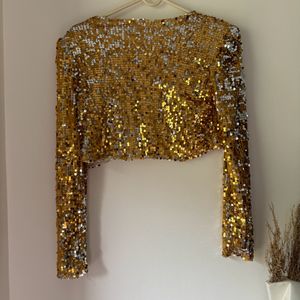 Sequin Gold Cropped Jacket