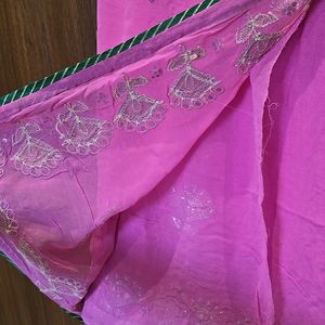 Pink Georgette Gotta Patti Saree