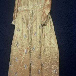 Designer Gold Gown Full Sleeves