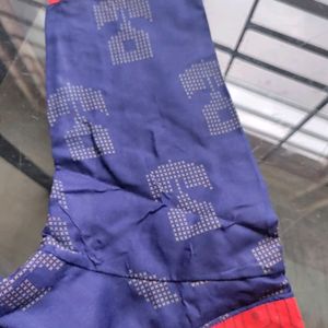 Navy Blue Kurta With Colourful Red Dupatta for Sal