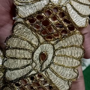 2 meter Golden Embroidery Flower Lace