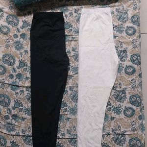 BLACK AND WHITE COTTON LEGGINGS