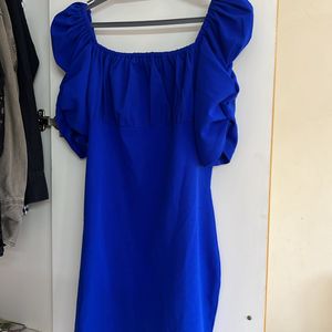 Gorgeous Blue Bodycon Dress With Puffy Sleeves