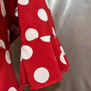 Red Bodycon Flared Dot Dress Urbanic