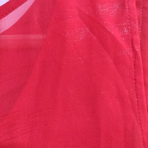 Red Layered Party Chiffon Shimmery Top (XL)