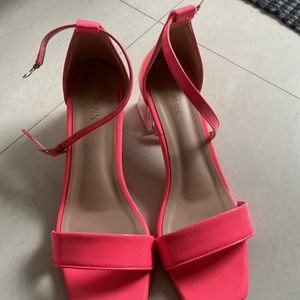 Neon Pink Heeled Sandals