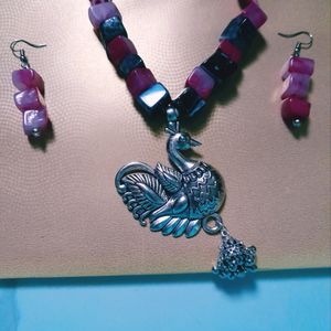 Pink And Black Chemical Beads Jewelry.