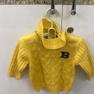 Yellow Baby High Neck Wool Sweater