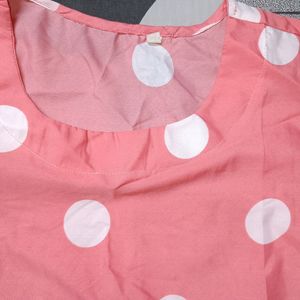 Get Free Delivery On This Polka Print Pink Kurti. No Damage.