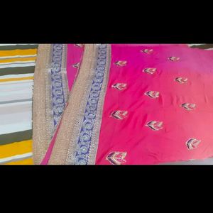 Pink Chiffon Saree