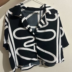 Black And White Crop Shirt