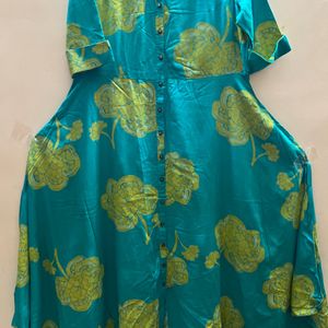 Light Green Yellow Flower Printed Dress