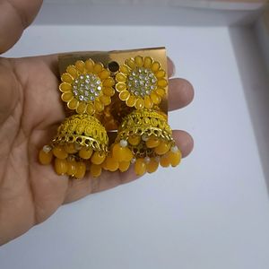 New Beautiful Yellow Party Wear Jhumkas