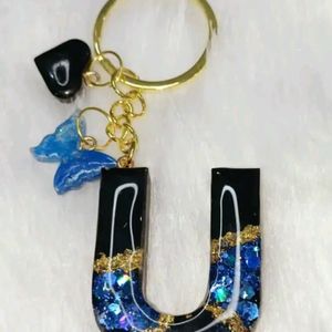 Resin Keychain Alphabet U