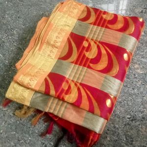 Red Colour Cotton Saree