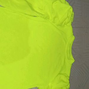 Neon Top With Fluffy Shoulders