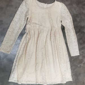 Korean cream lace dress