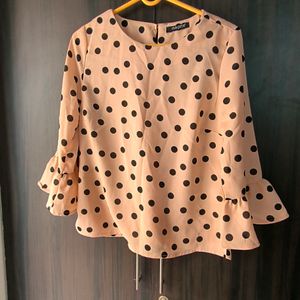 Polko Dot Bell Sleeves Top