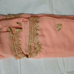 Peach Colour Pure Georgette Saree