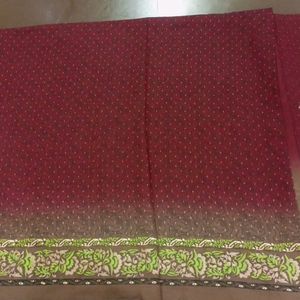 Georgette Brown Colour Printed Border..