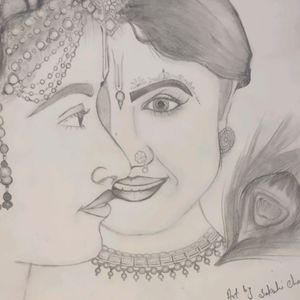 Pencil art Radha Krishna