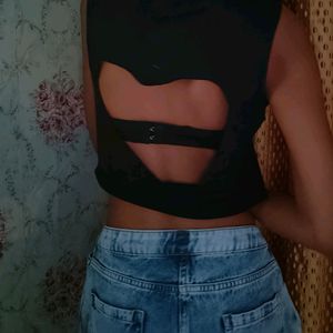 Heart Shape Back Cut Crop Top