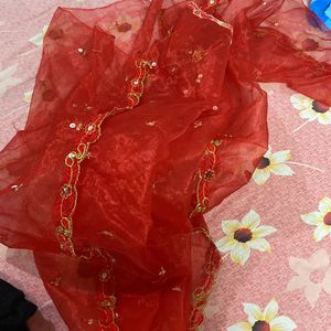 Beautiful Red Net Dupatta