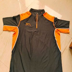 Shiv Naresh Branded L size, Orange - Grey, Dry Fit