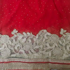 Georgette Stone Work Red Saree