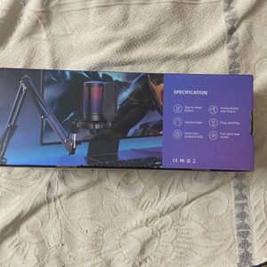 Condenser Mic with Boom Arm Quick Mute, RGB Light