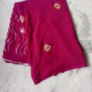 Embroidered Synthetic Saree