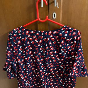 A Gently Used Crepe Top With Lovely Print