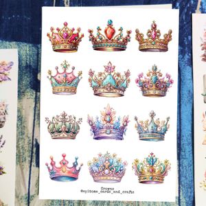 4 Glossy Paper Sticker Sheets - Flowers N Crowns