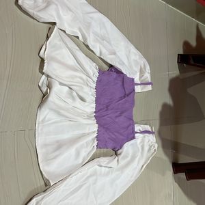 White Purple Top Size S