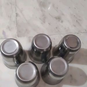 Five Stainless Steel Glasses